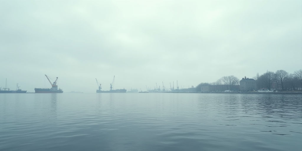 Вид на морские пути и контейнеровозы в районе Балтийского порта